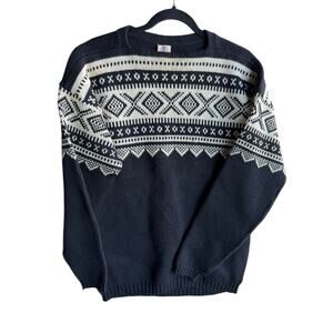 Bergland Tiroler Austria Vintage Men's L Wool Ski Sweater Geometric Navy Blue